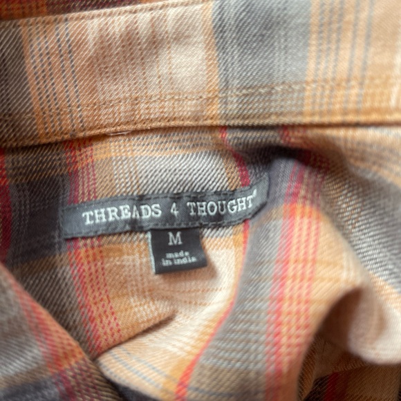 Threads 4 Thoughts Adult Medium Multicolor Plaid Preppy Light Academia Shirt M - Picture 7 of 10